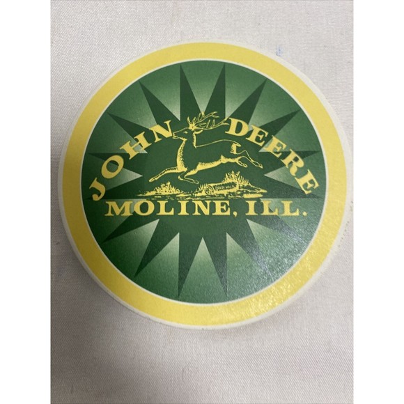 John Deere Tractor Absorbent Stone Bar Glass Coaster Set 4 Canister Holder - Picture 7 of 11